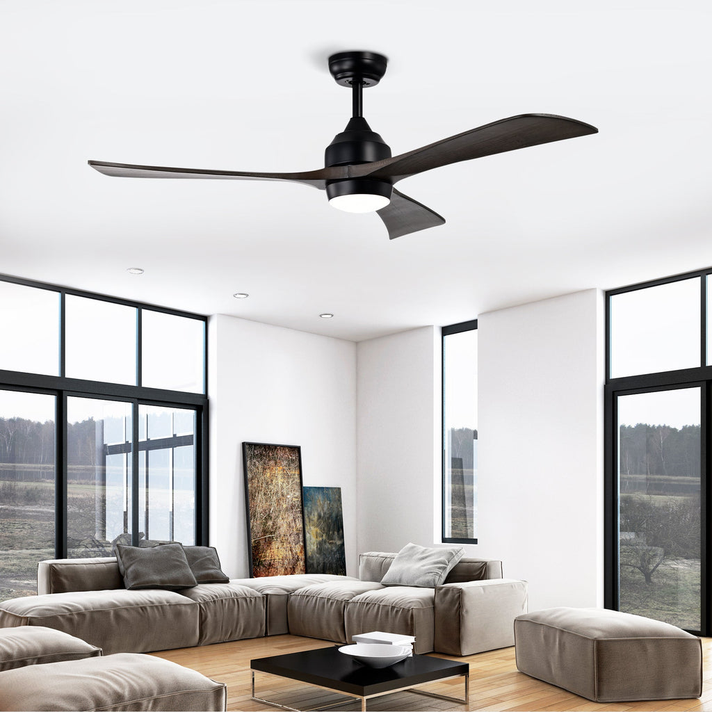 52" Solid Wood Blades Ceiling Fan with Lights Remote Control