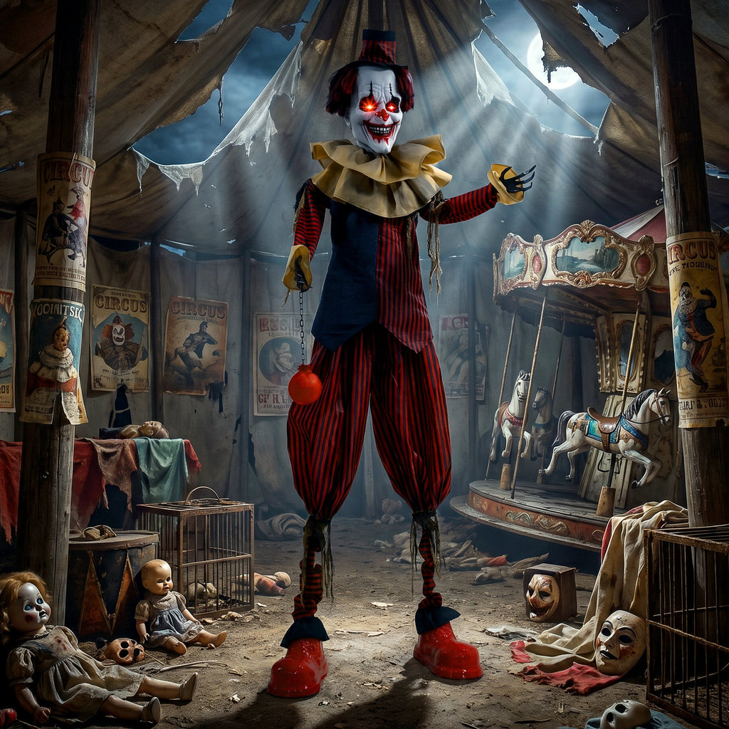 HOMCOM 95" Animated Clown Halloween Decoration