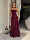 Cross-Border Amazon European And American Style Women's Evening Dress New Fashion Versatile Hot Girl Style Burgundy Sexy Suspender Dress