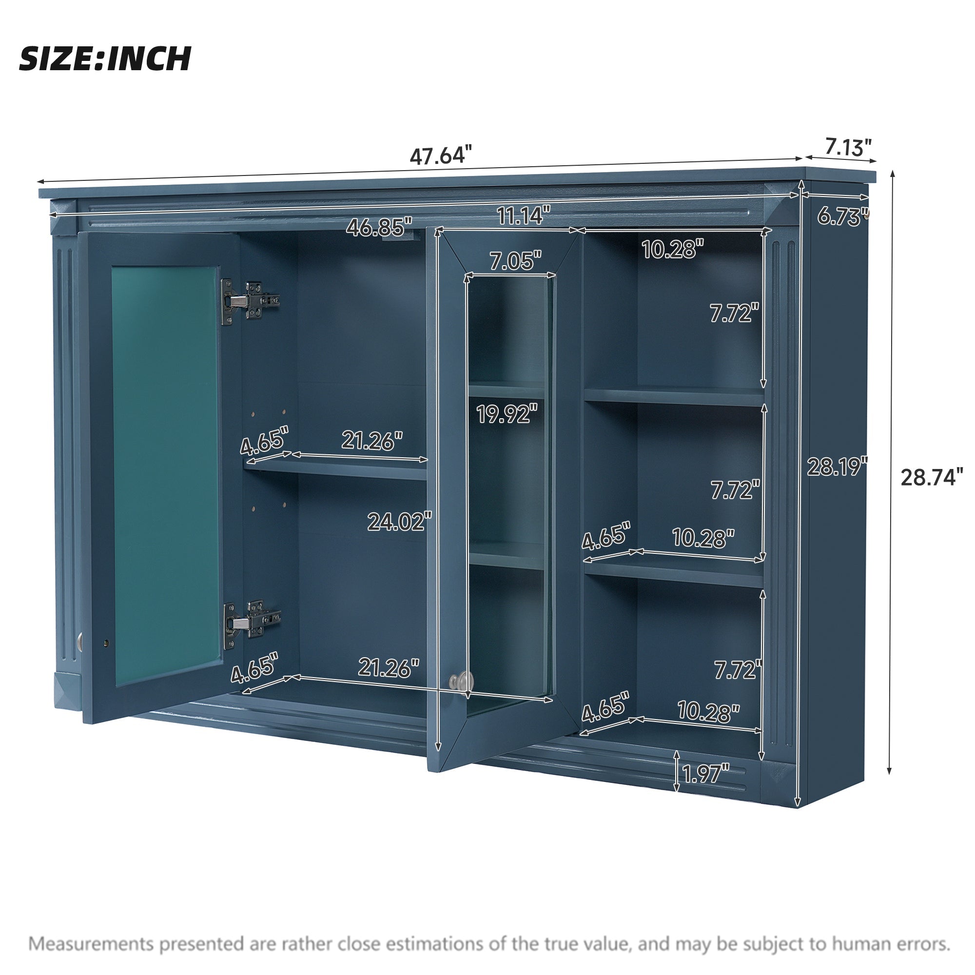 47 Inch Bathroom Mirror Cabinet with Storage