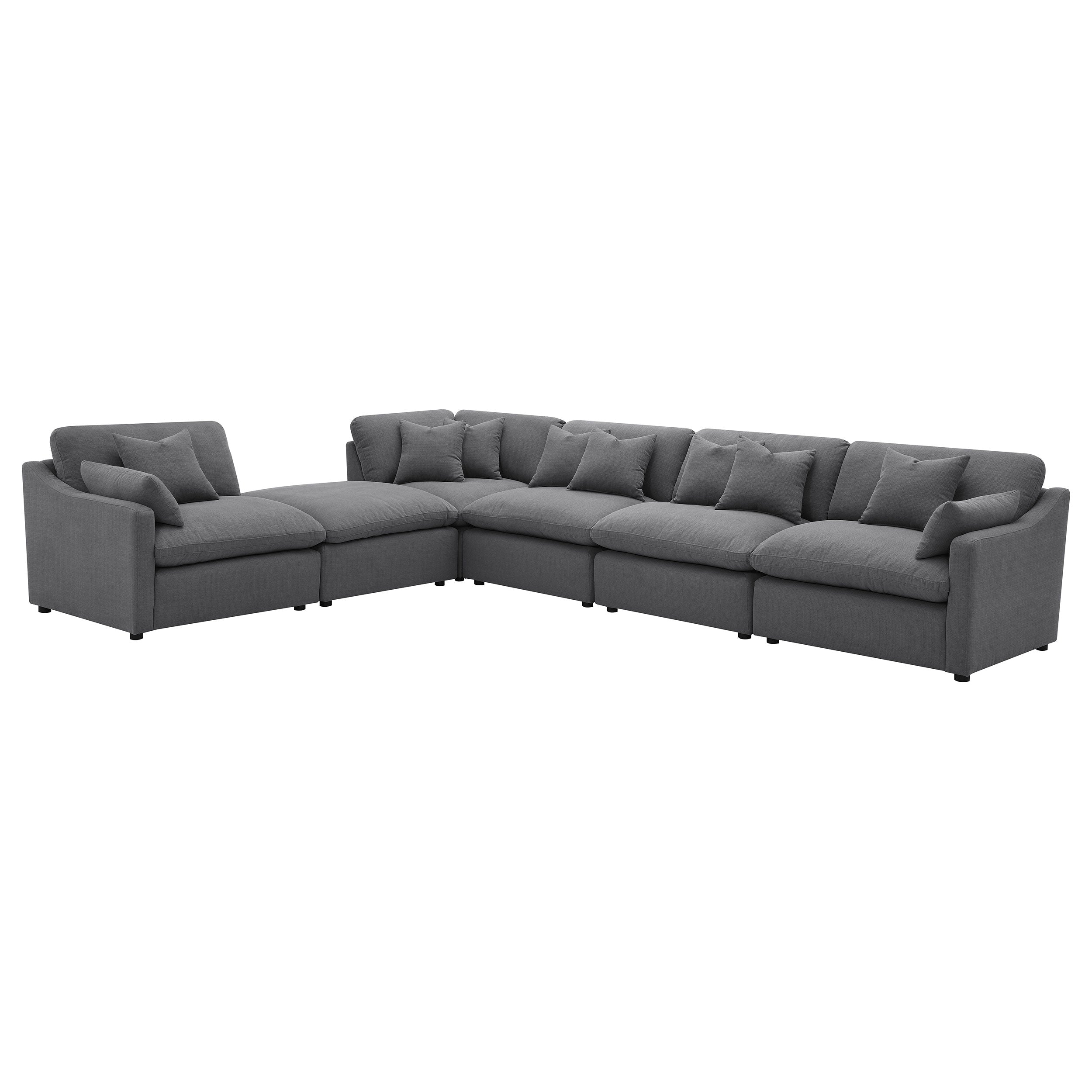 Charcoal 6-Piece Upholstered Modular Sectional Sofa
