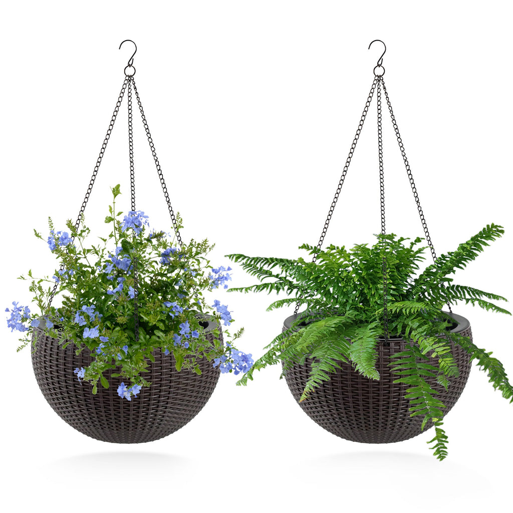 Self-Watering Hanging Rattan-Inspired Planter
