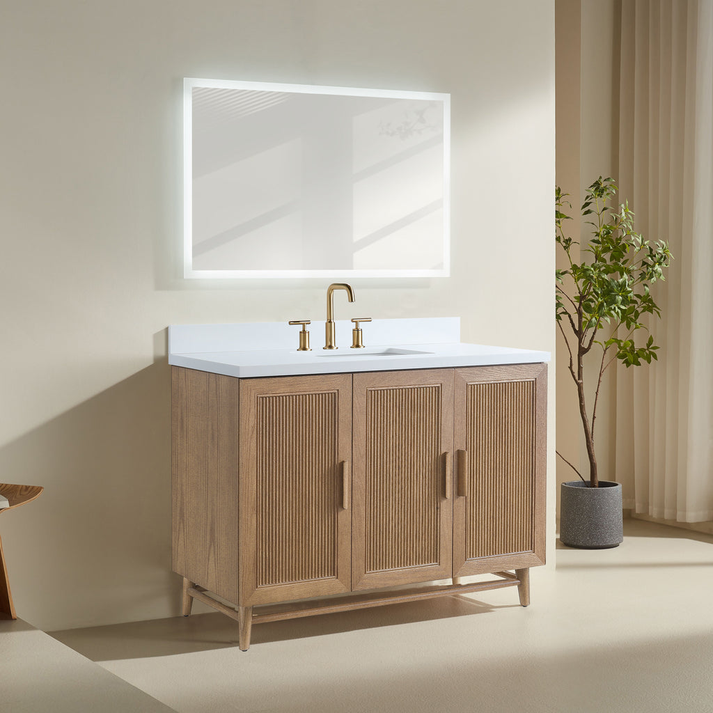 48'' Freestanding Single Sink Light Coffee Bathroom Vanity