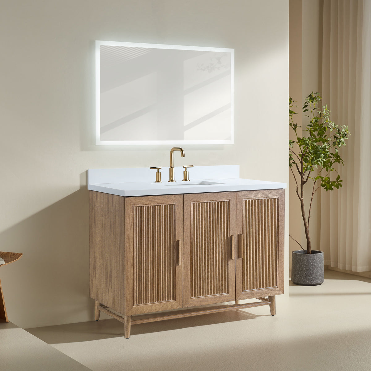 48'' Freestanding Single Sink Light Coffee Bathroom Vanity