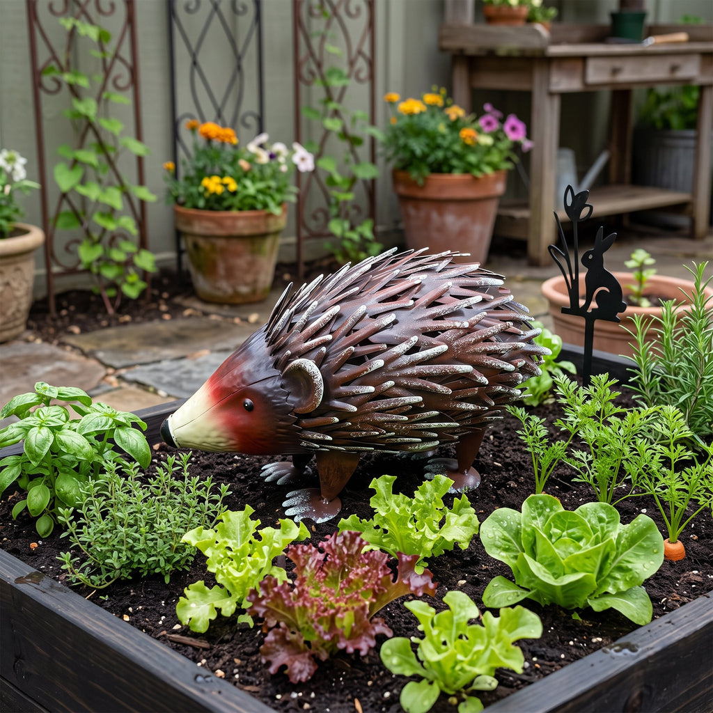 Metal Hedgehog Garden Statue