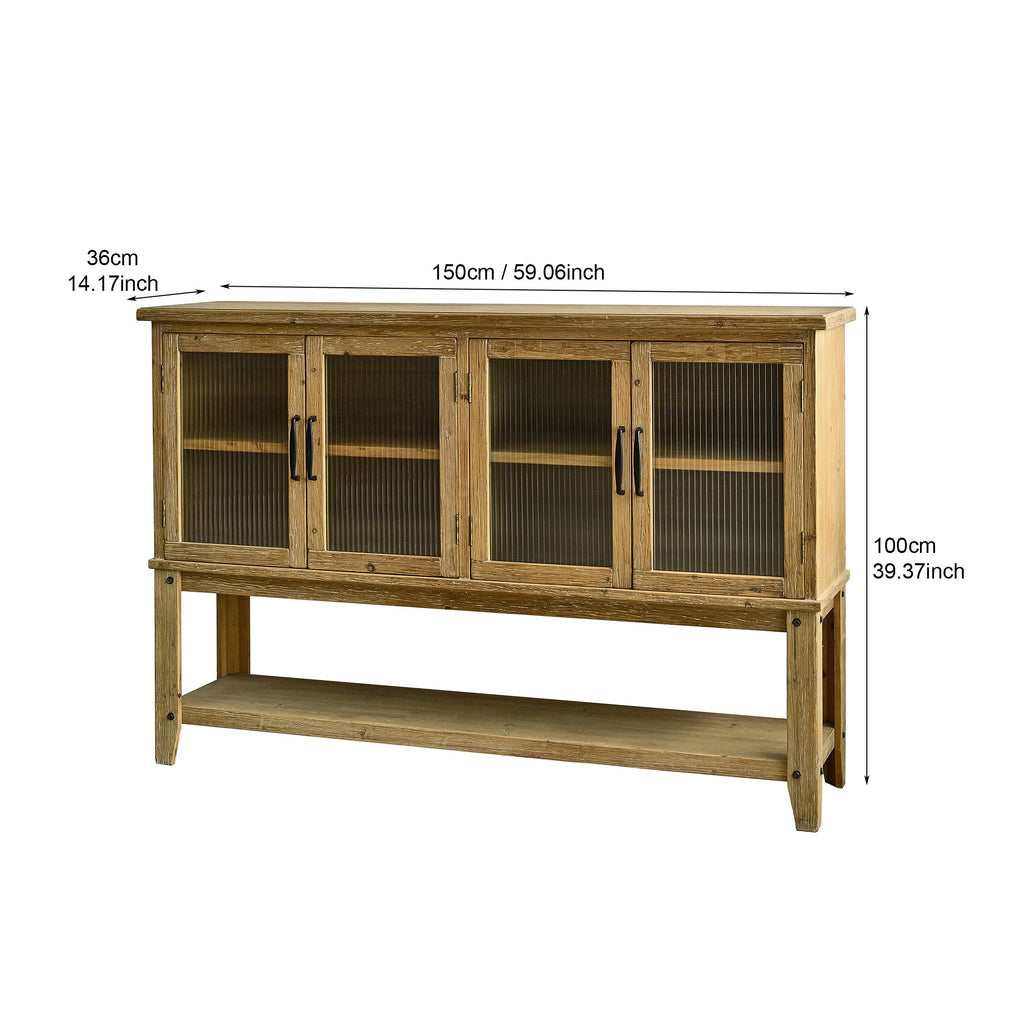 59.06" Rectangle Accent Glass Door Wooden Sideboard Cabinet