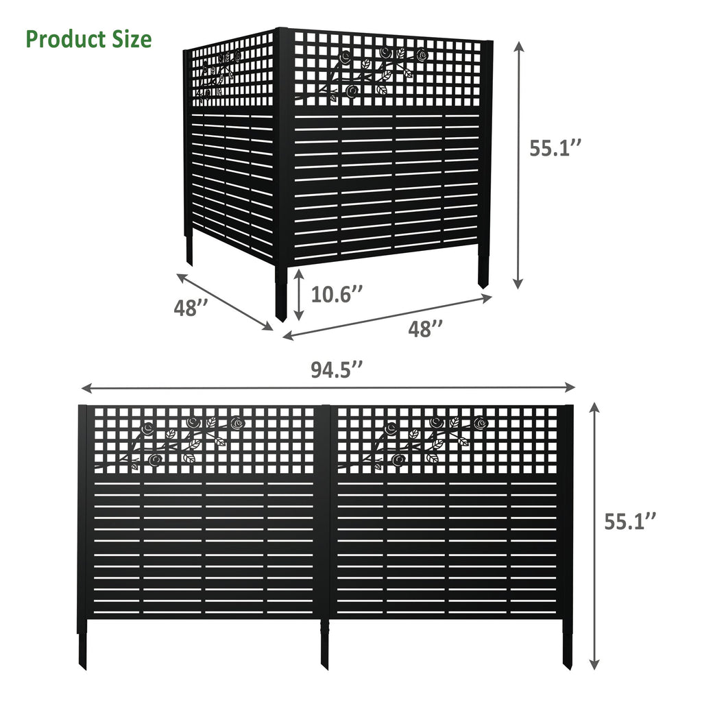 W48'' x H47.3'' x 2 Panels Metal Privacy Screen