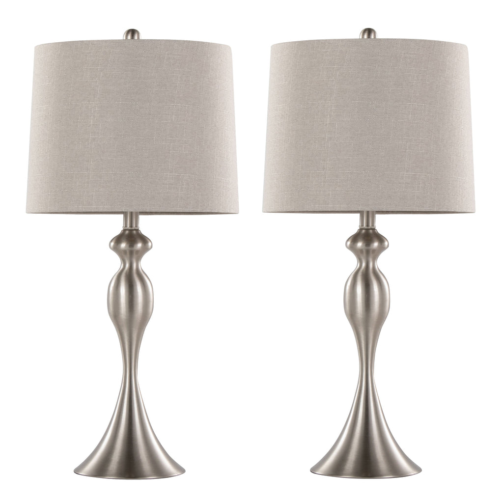 27" Contemporary Metal Table Lamp in Brushed Nickel