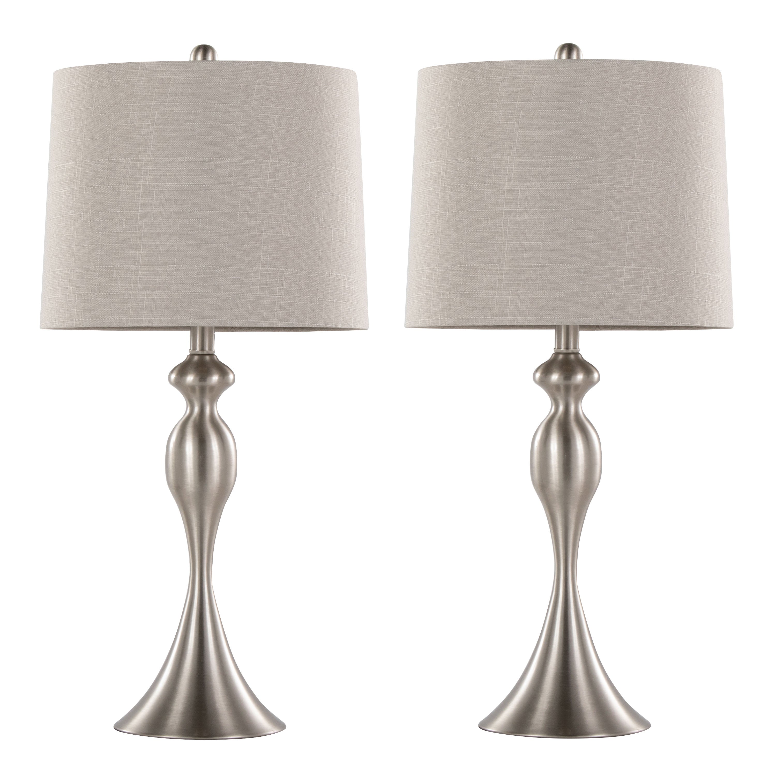 27" Contemporary Metal Table Lamp in Brushed Nickel