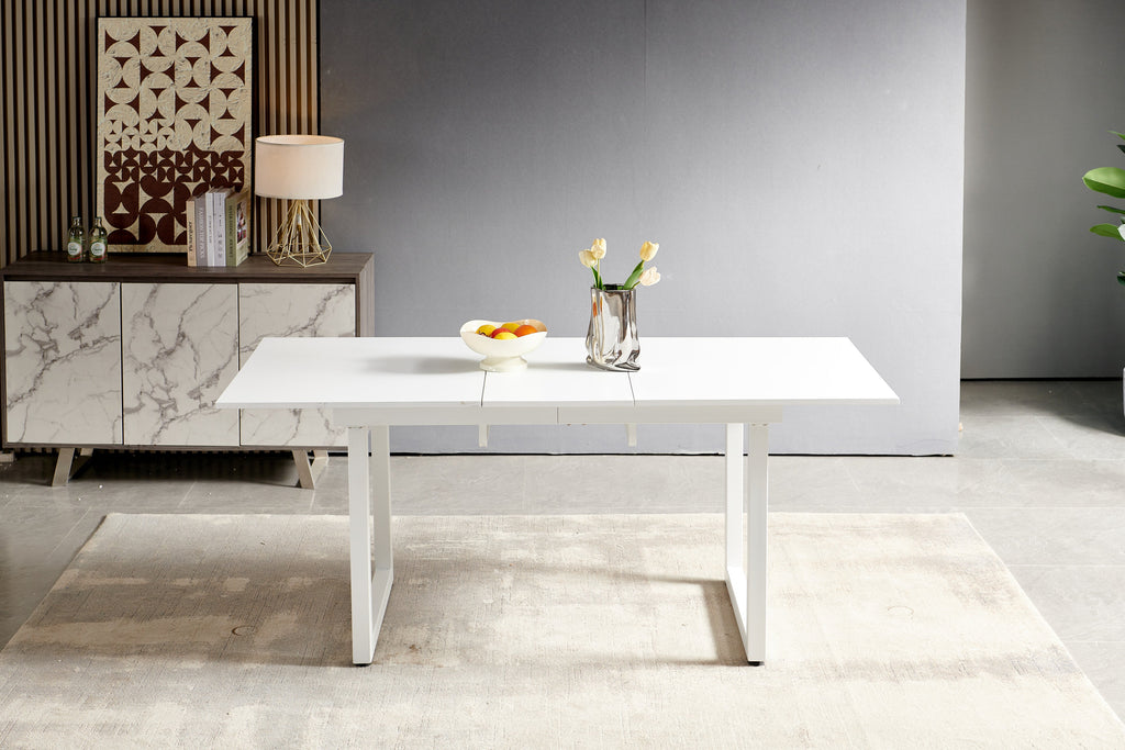 Square Extendable Dining Table with Metal Legs