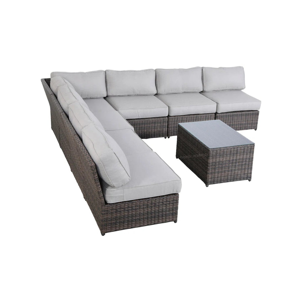 6-Person Wicker Outdoor Seating Group with Cushions