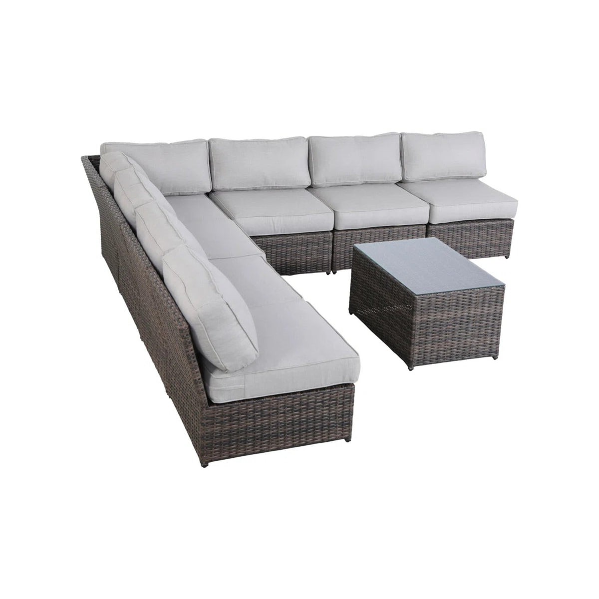 6-Person Wicker Outdoor Seating Group with Cushions