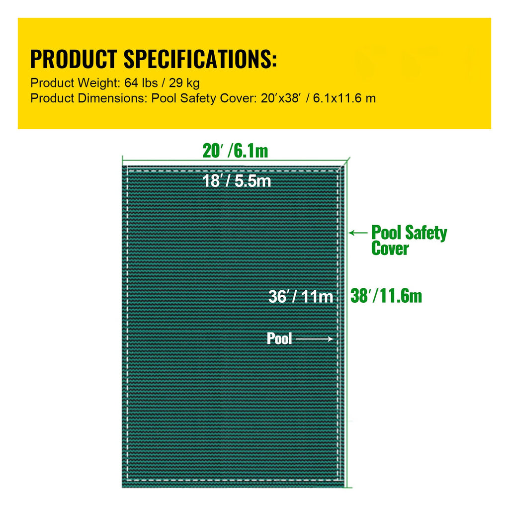 20 x 38 ft Rectangle Pool Safety Cover