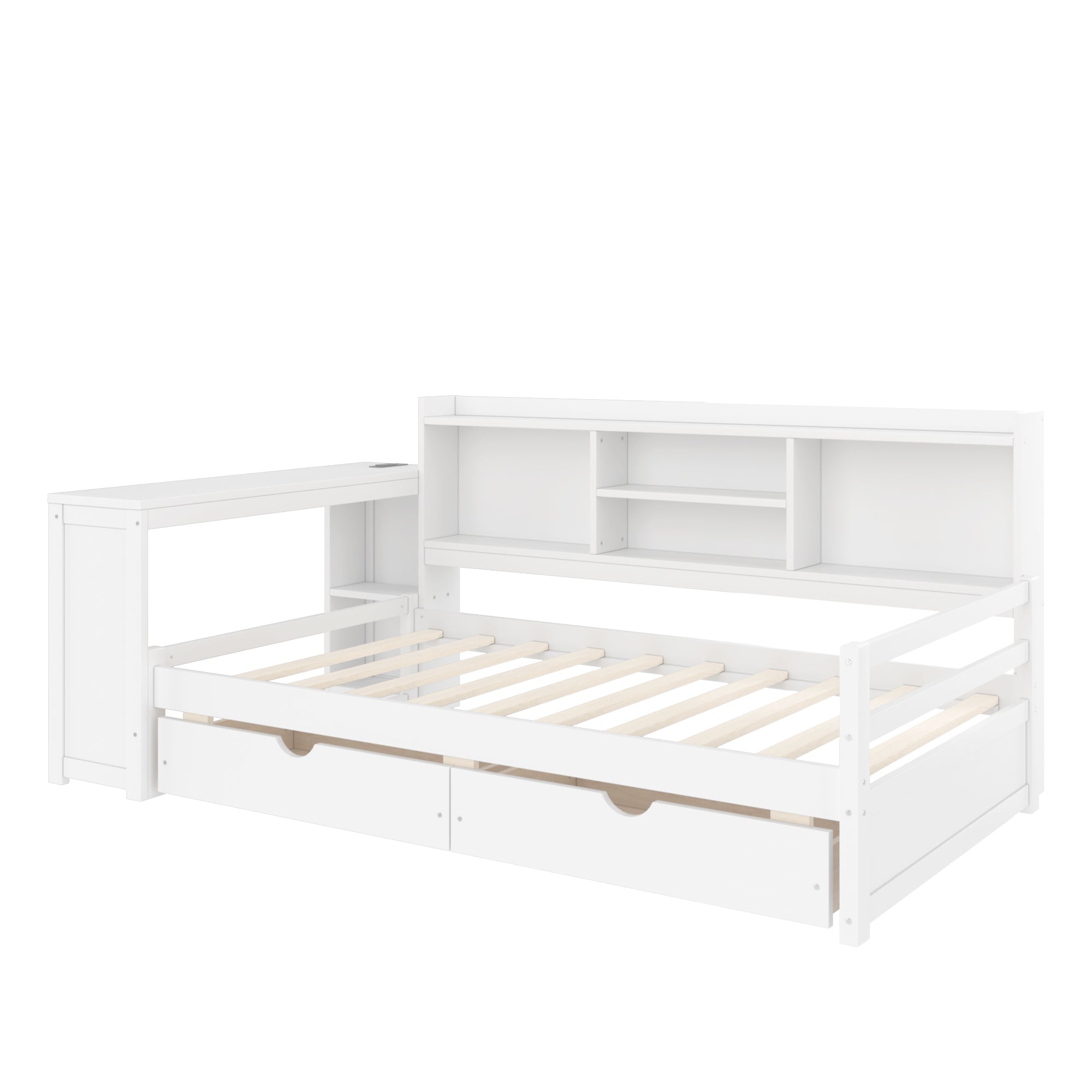 Twin Size Corner Daybed with Storage Drawers & Desk