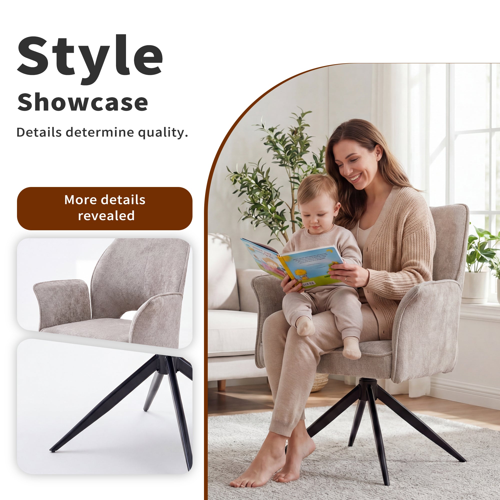 Modern Fabric Dining Chair Set of 2