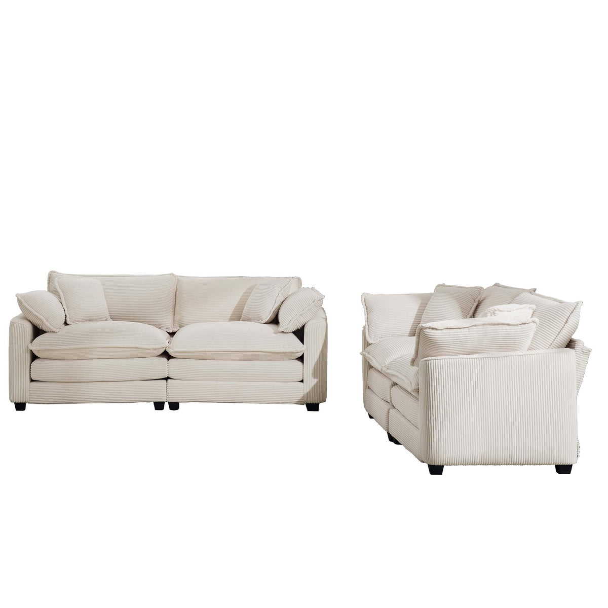 Modern Fabric Living Room Sofa Two Pieces Set