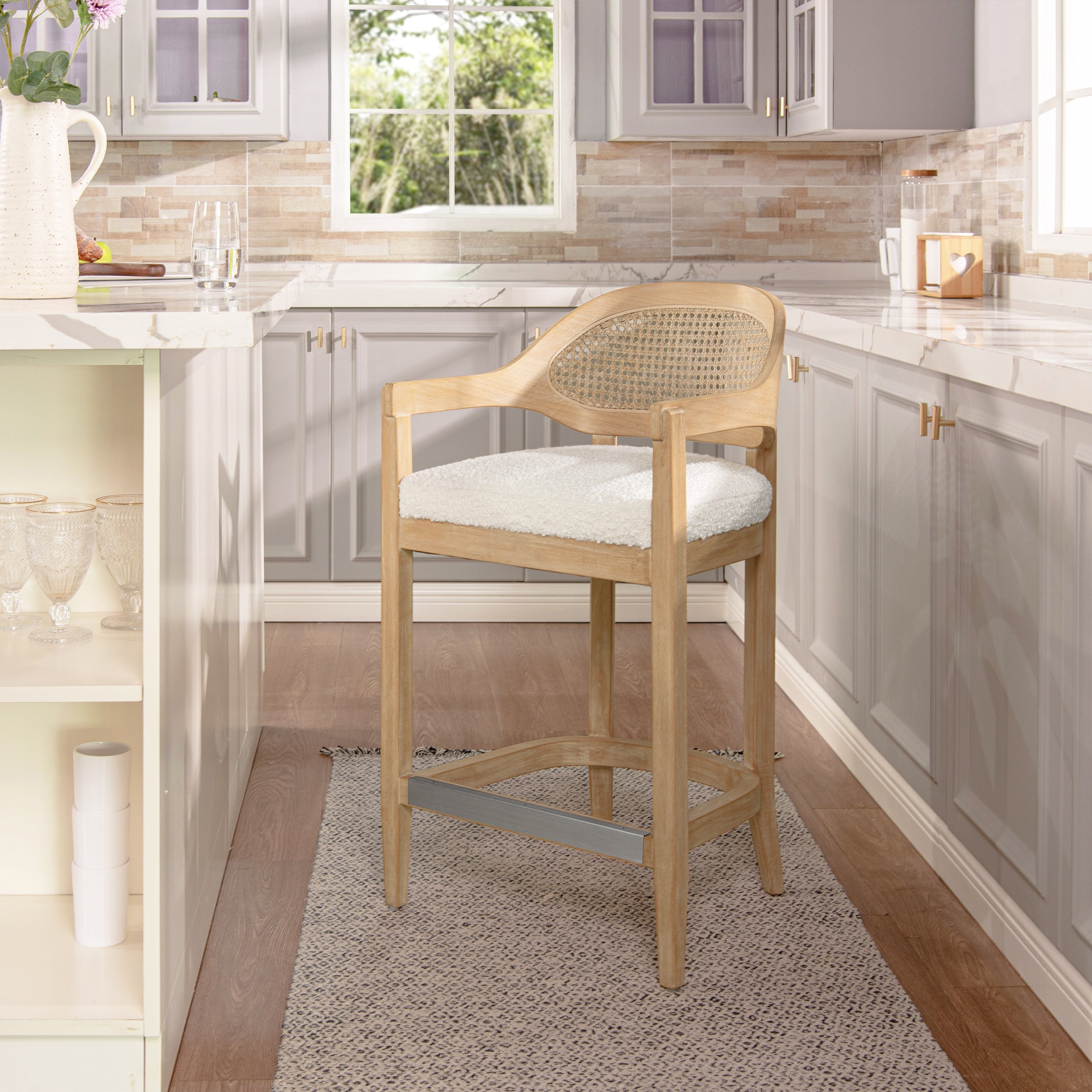 Americana Mid-Century Modern 26" Cane Back Counter Stool