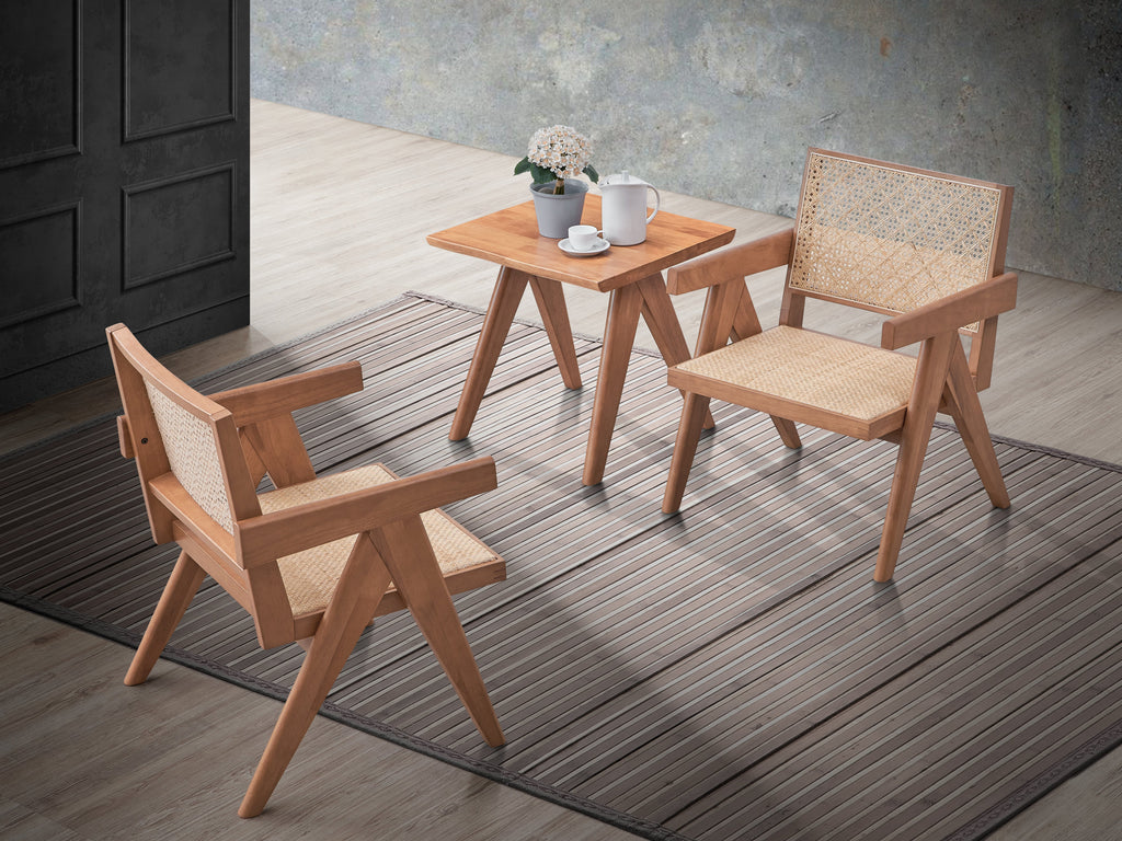 3-Piece Solid Wood Accent Chair Set and Matching End Table