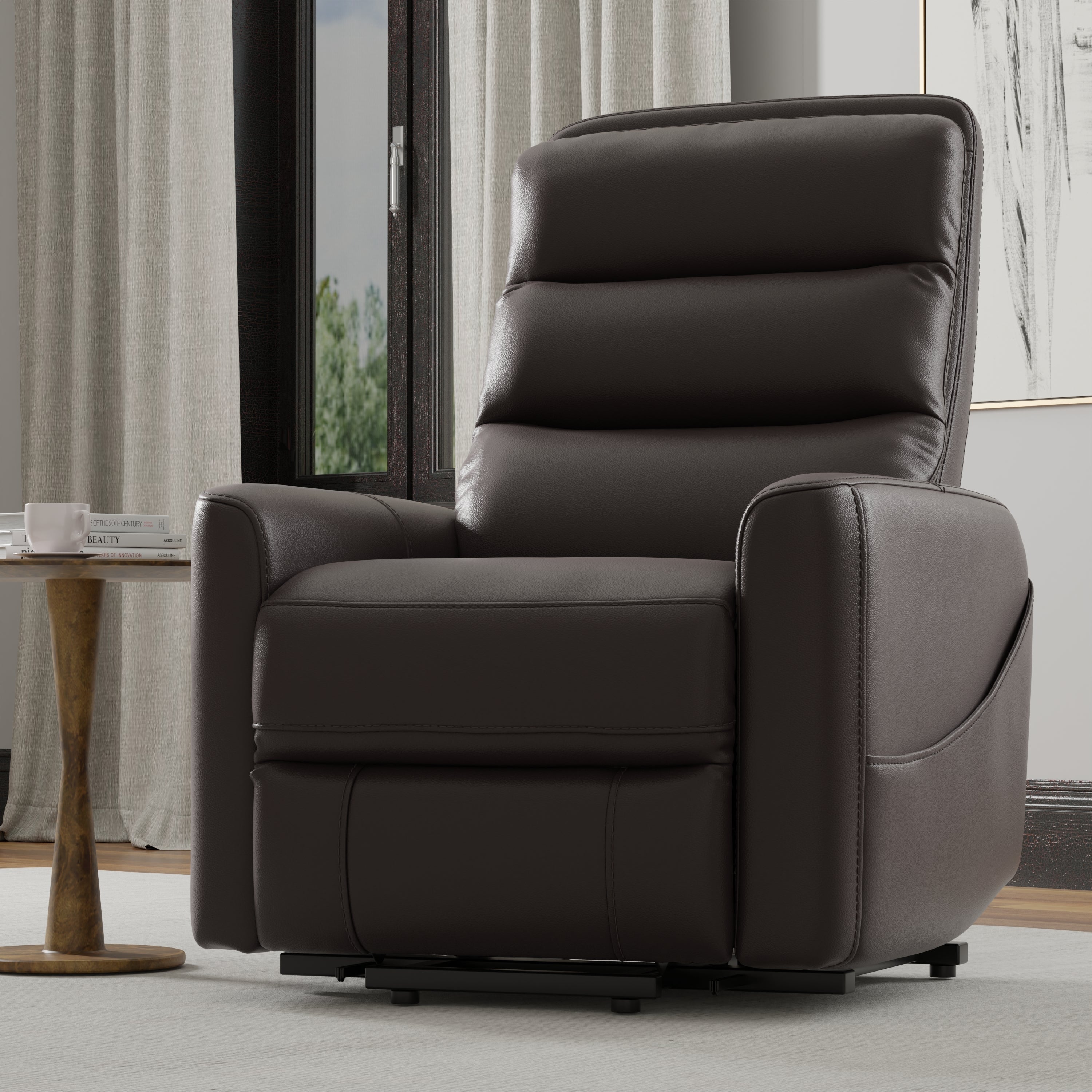 Faux Leather Power Lift Chair in Bentley