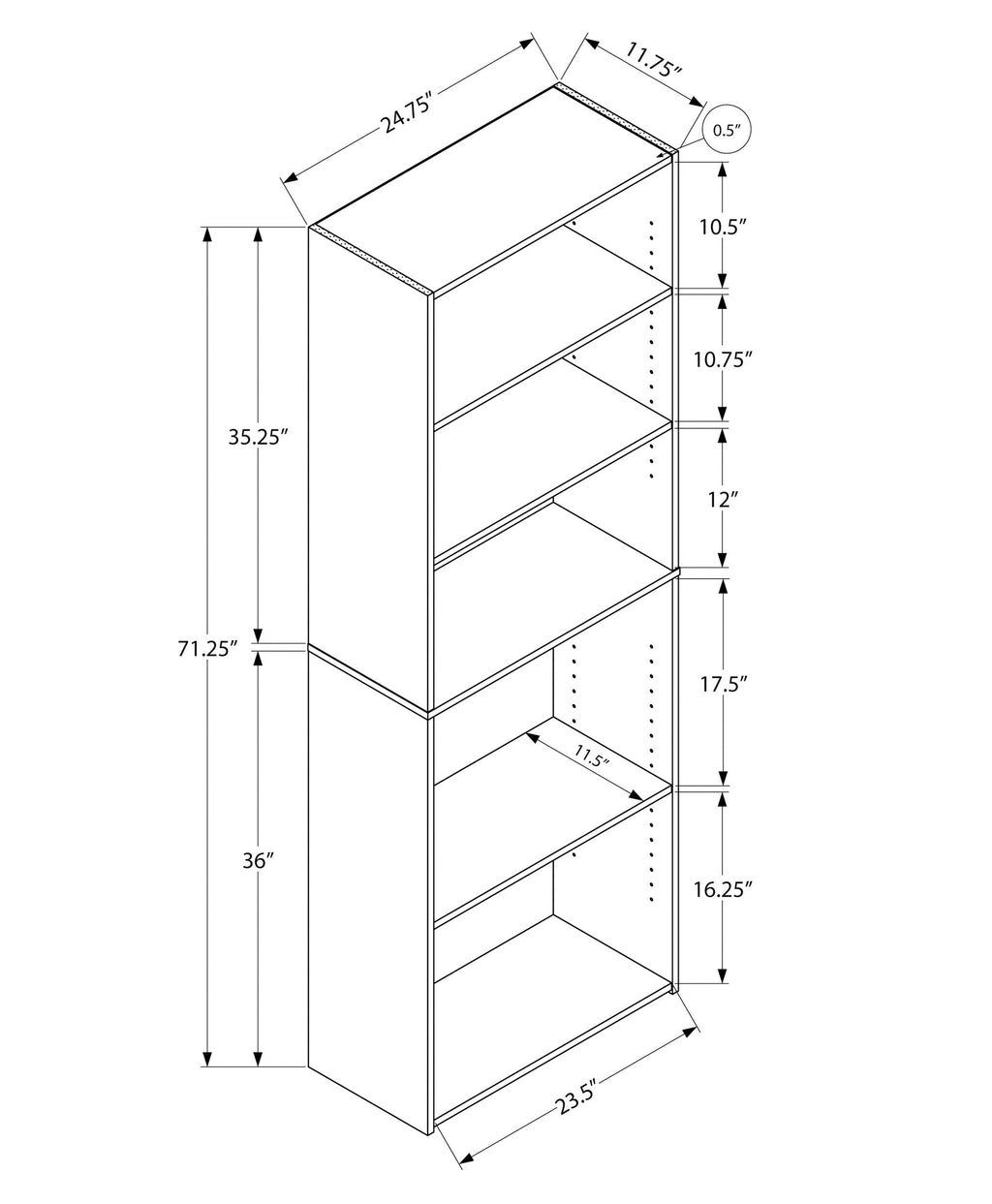 6-Tier Bookshelf - Office & Bedroom