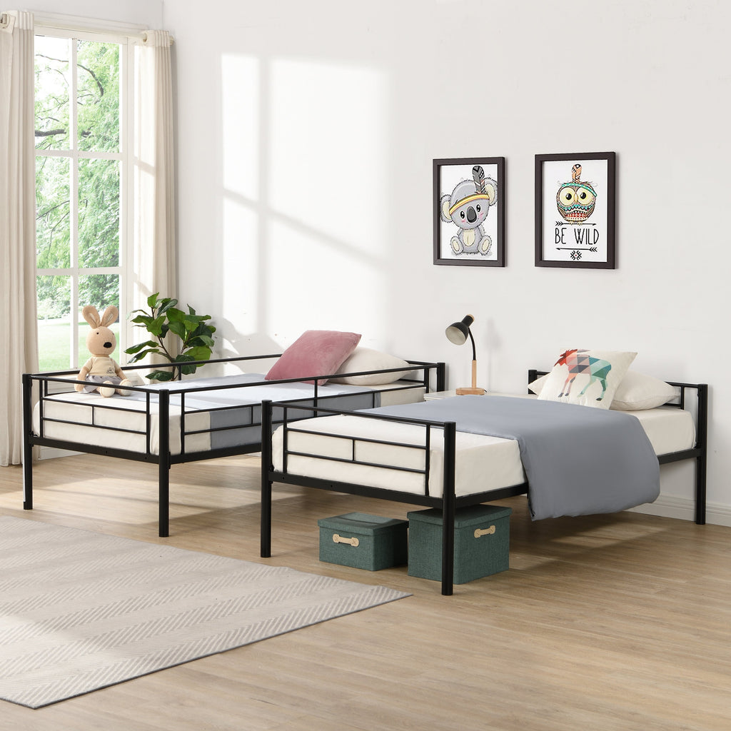 Twin Over Twin Metal Bunk Bed with Trundle