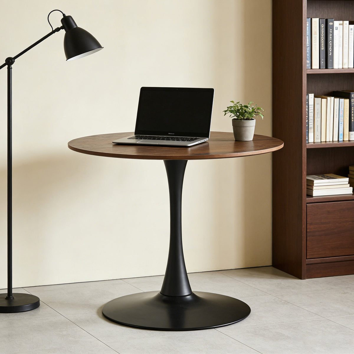 31.5" Walnut Color Top Tulip Table