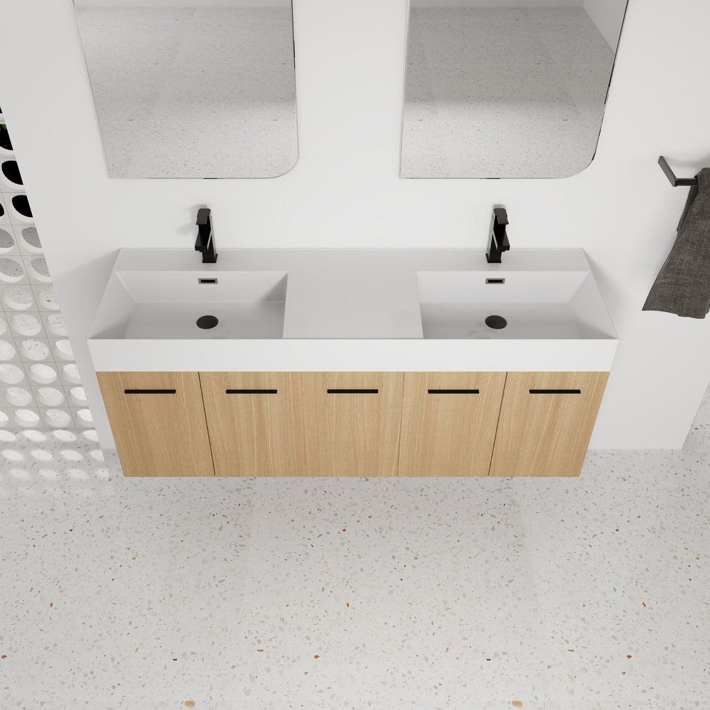 60" Floating Double Sink Bathroom Vanity with Extra-Large Storage