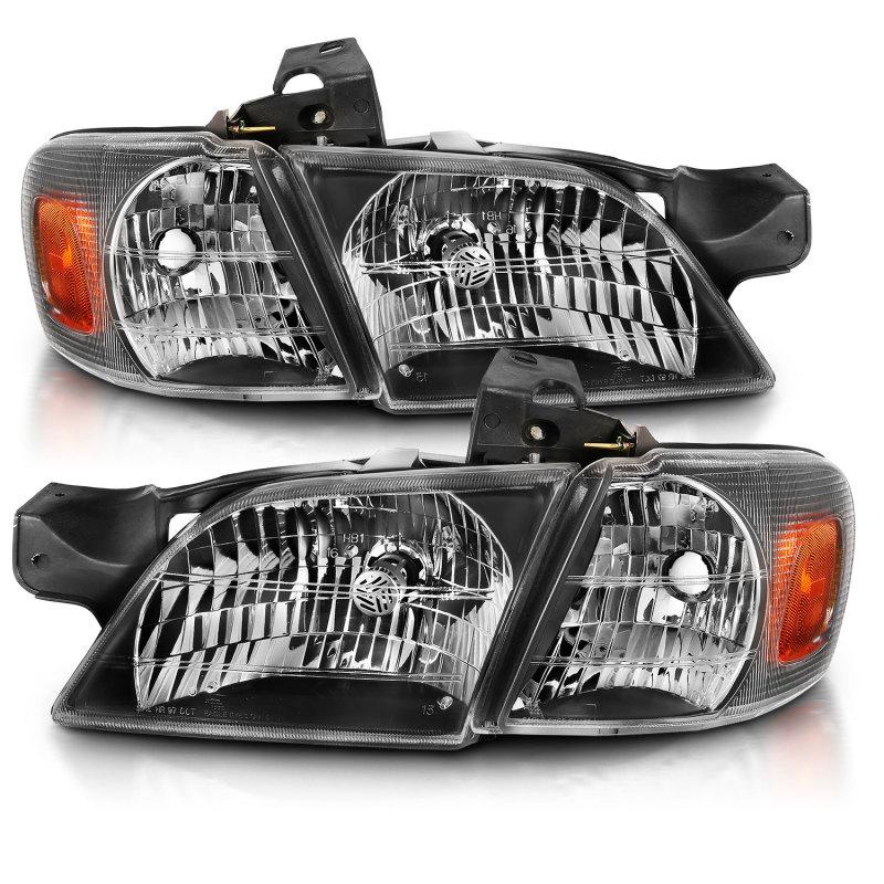 ANZO 1997-2005 Chevy Venture Crystal Headlight Black Amber (4pcs) 111453