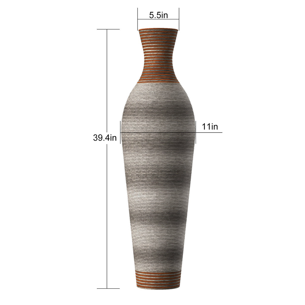 Hand-Woven PVC Rattan Floor Vase