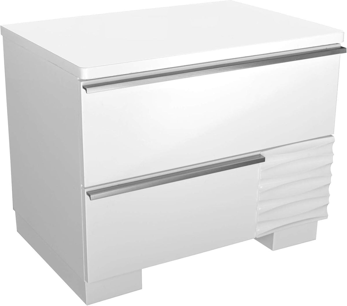 White Lacquer Wood 2-Drawer Nightstand