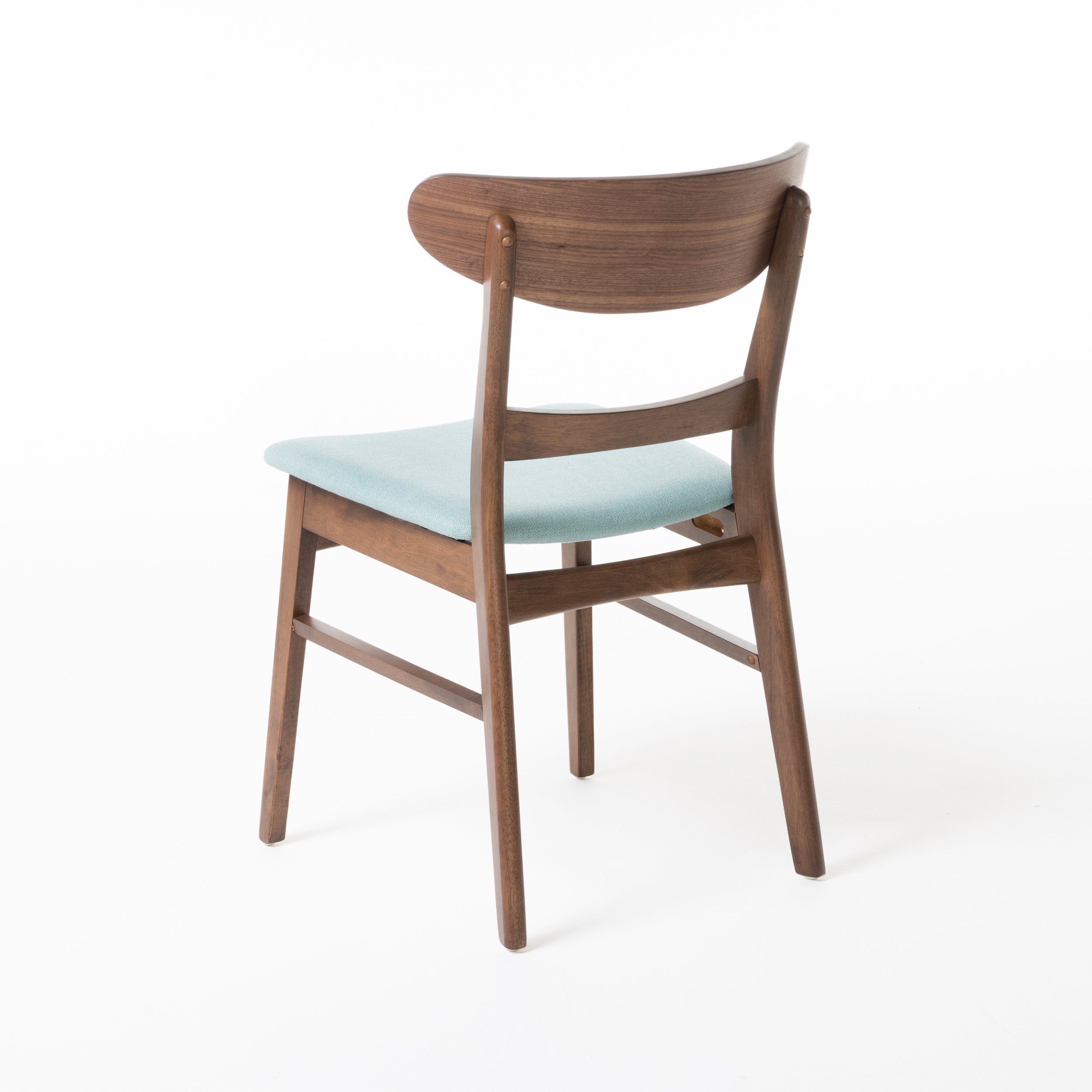 Set of 2 Dining Chairs - Upholstered Seat, Rubberwood Legs, Walnut+Mint