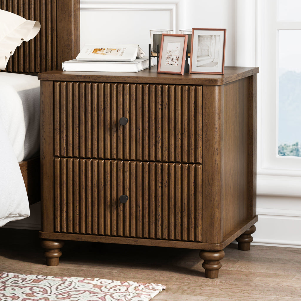 Fluted Nightstand 2-Piece Set