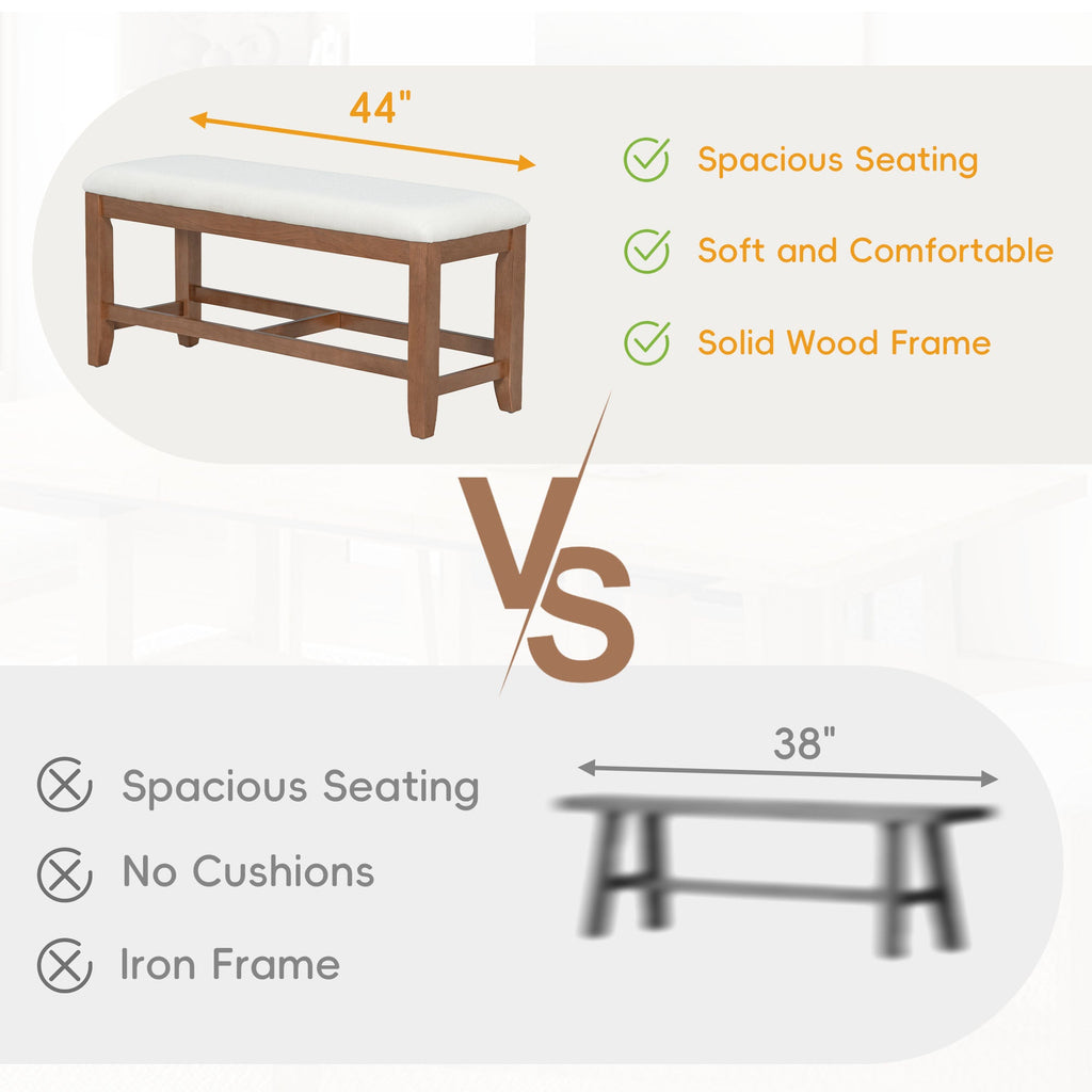 TOPMAX Farmhouse 76-Inch 6-Piece Extendable Dining Table Set