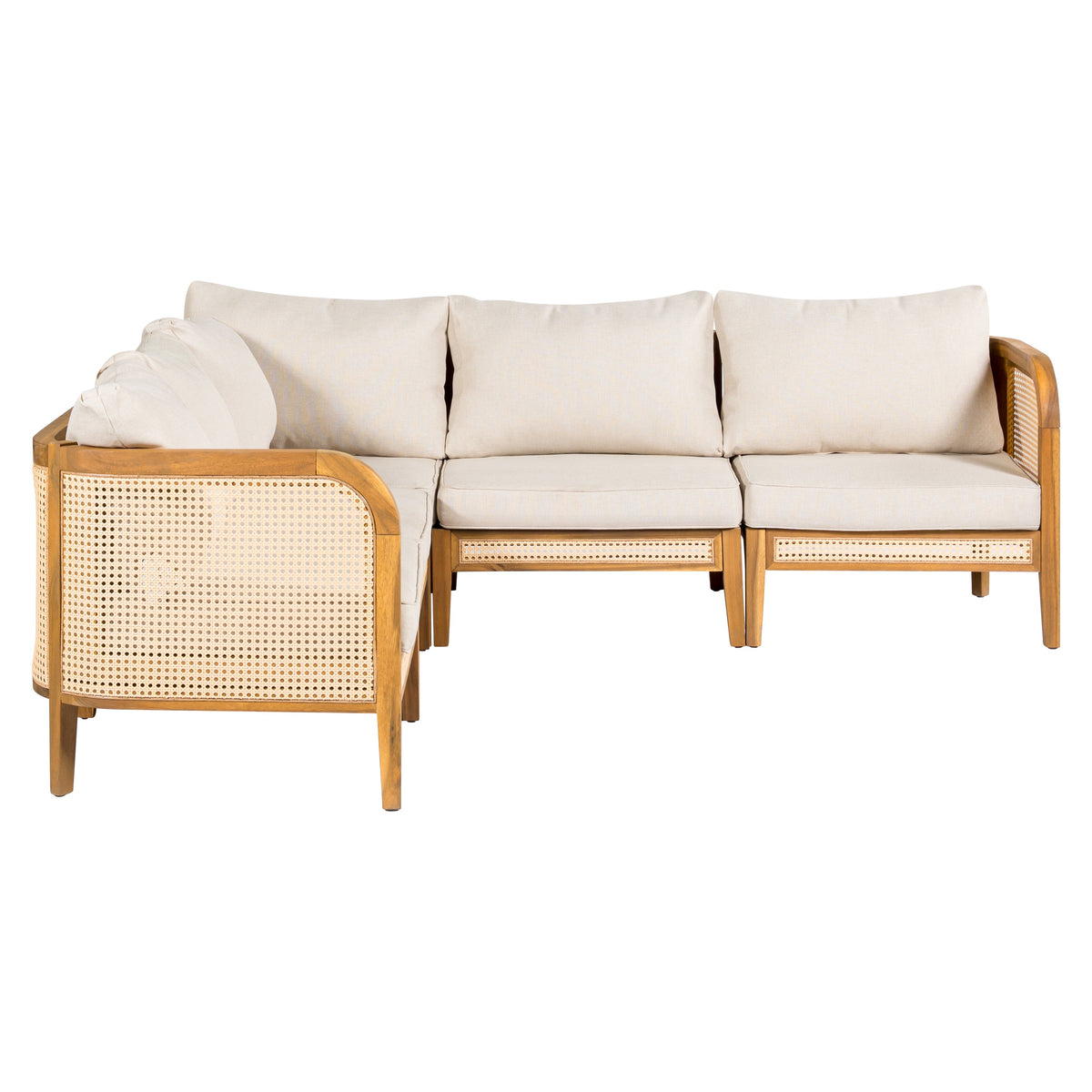 Kirkby Outdoor 5 Seater V-Shaped Acacia Wood Sofa