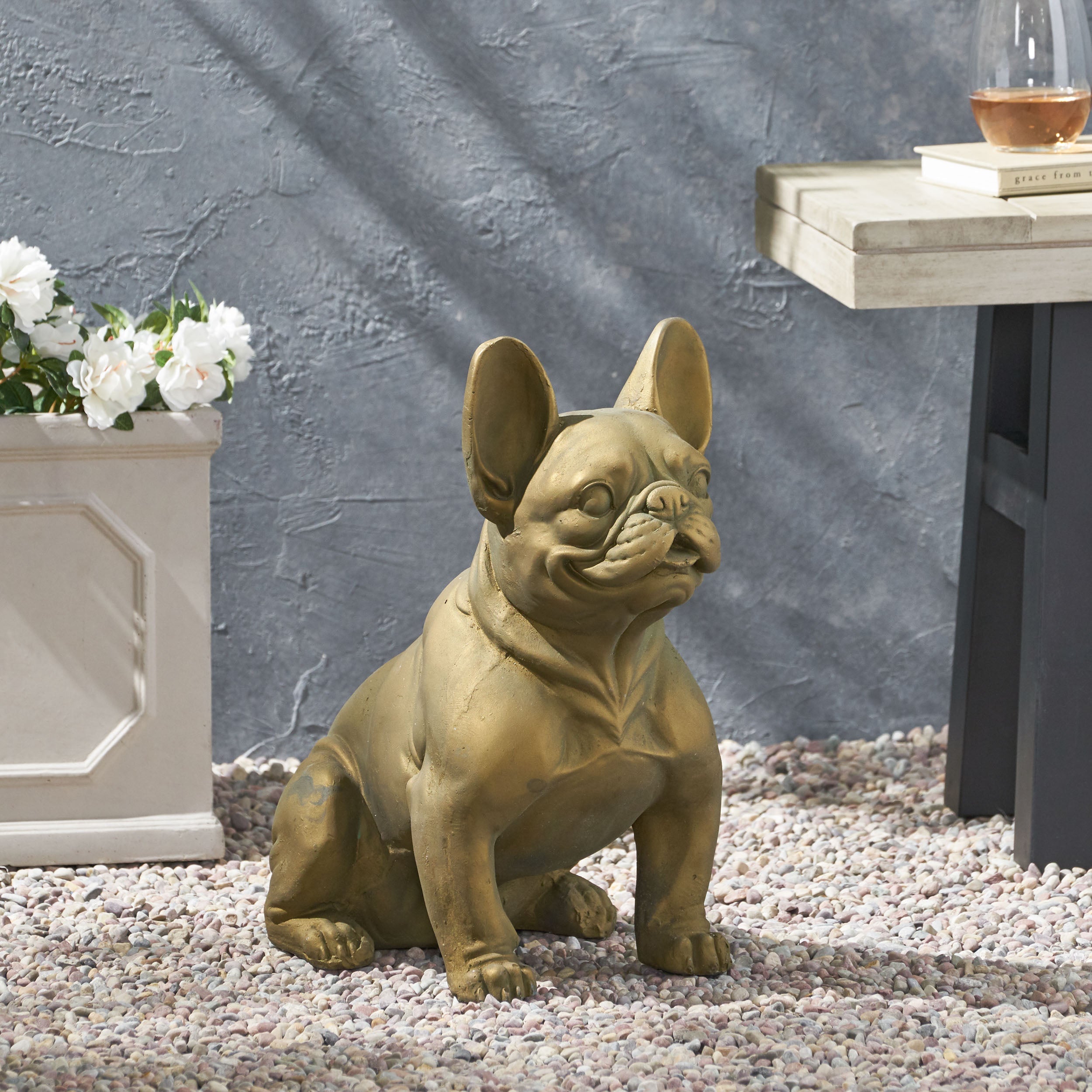 Dog Garden Sculpture - Outdoor French Bulldog Garden Statue