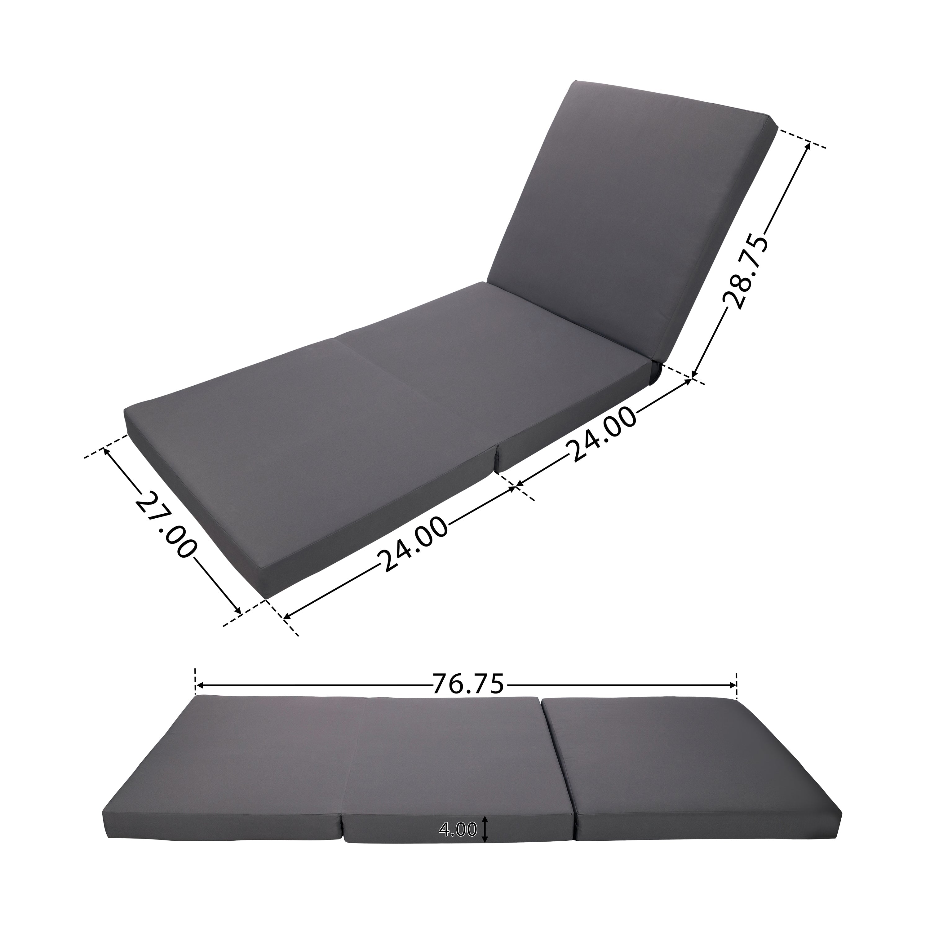 Lounge Chaise Set, Acacia Solid Wood with Lounge Cushion (Dark)