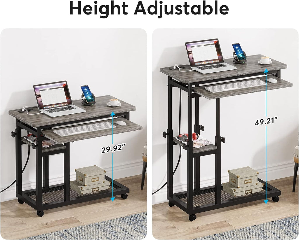 28"-39.3" Height Adjustable Portable Desk with USB Ports