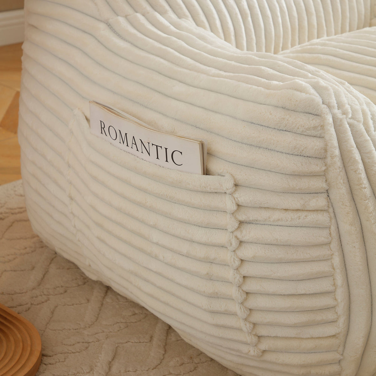Giant Plush Bean Bag Chair for Adults with Armrests and Footstool
