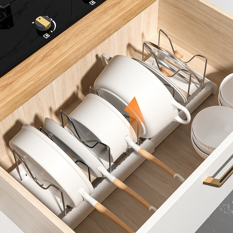 Household Multi-Functional Pot Lid Rack, Punch-Free, Extendable Storage And Draining Combo For Pots And Bowls