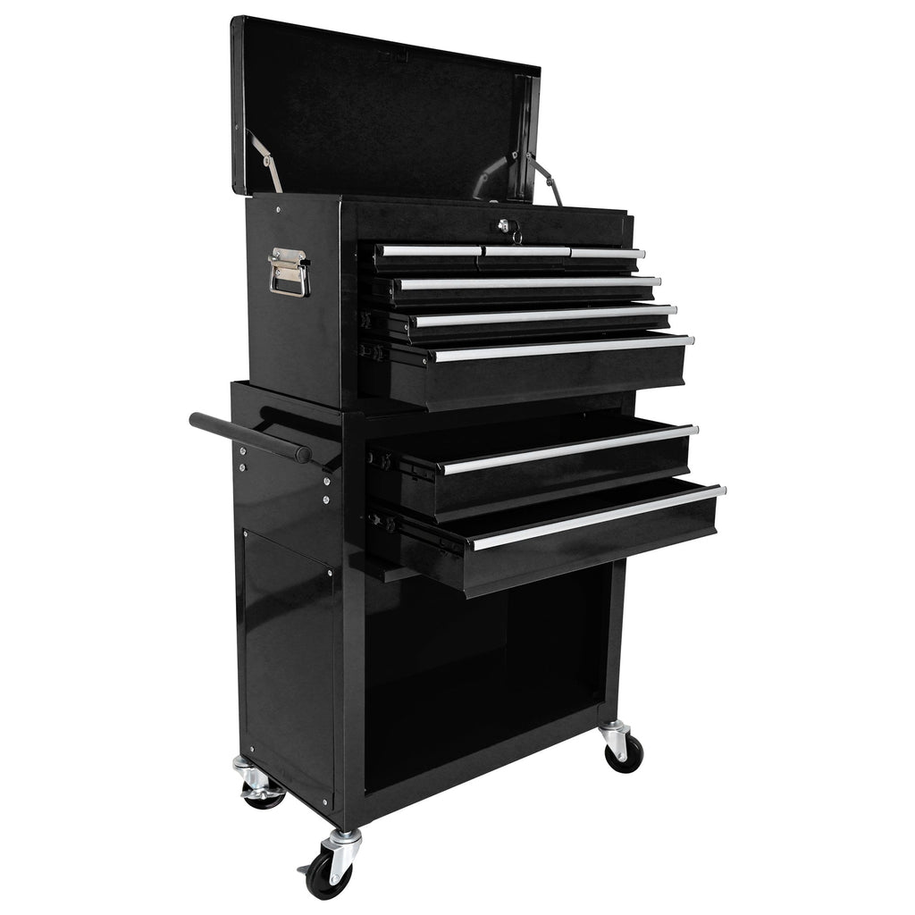 High Capacity Rolling Tool Chest with Wheels and Drawers, 8-Drawer Tool Storage Cabinet--BLACK