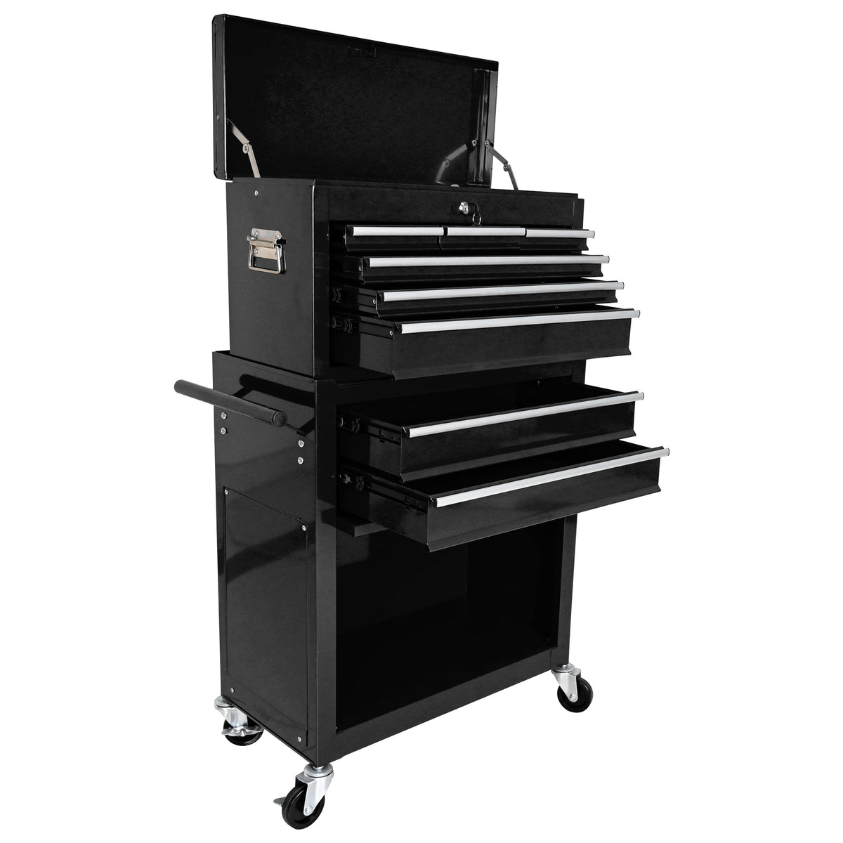 High Capacity Rolling Tool Chest with Wheels and Drawers, 8-Drawer Tool Storage Cabinet--BLACK
