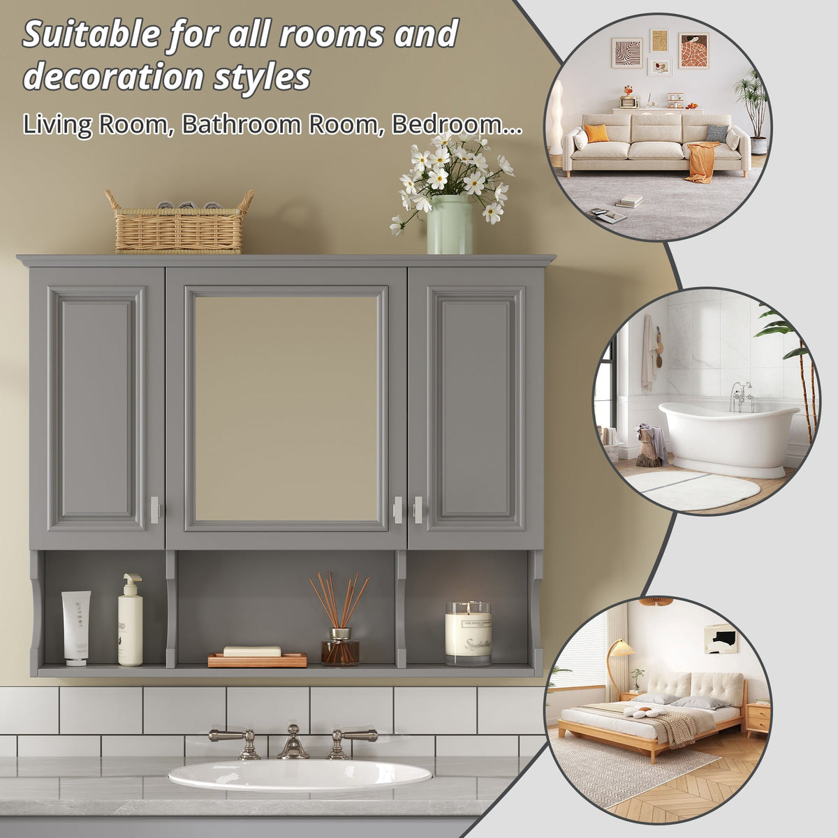 35'' x 28'' Wall Mounted Bathroom Medicine Cabinet