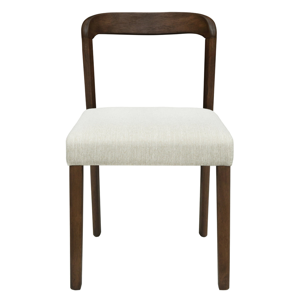 Solid Rubber Wood Dining Chairs (Walnut + Beige) - Set of 2