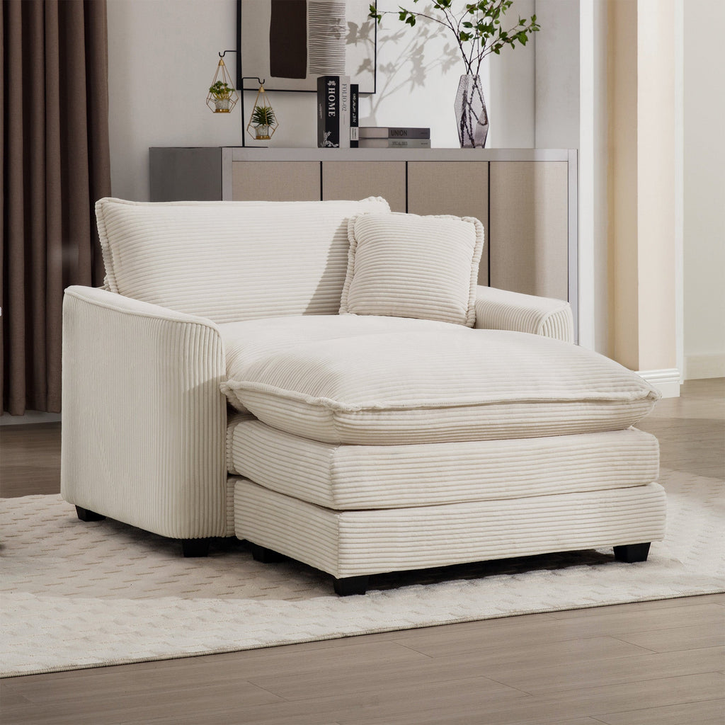 Comfortable Single Chair Deep Seat Sofa With Footstool