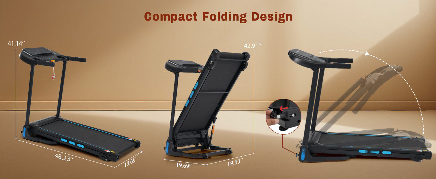 3.5HP Hydraulic Foldable Treadmill with Incline