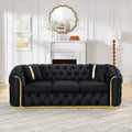 90.6 Inches Velvet Button Tufted Sofa Couch with 2 Pillows