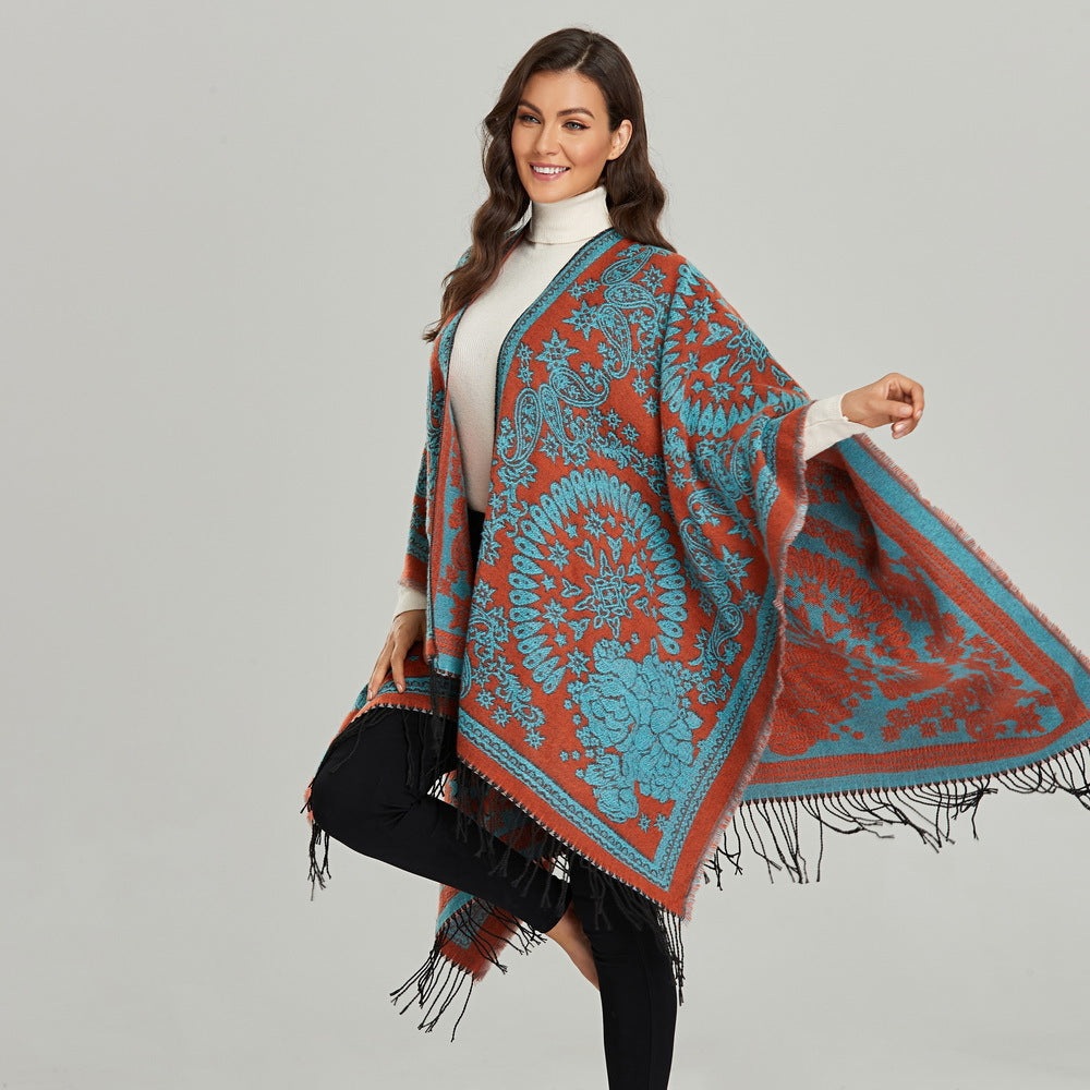 Tasseled Thickened Warm Faux-cashmere Shawl