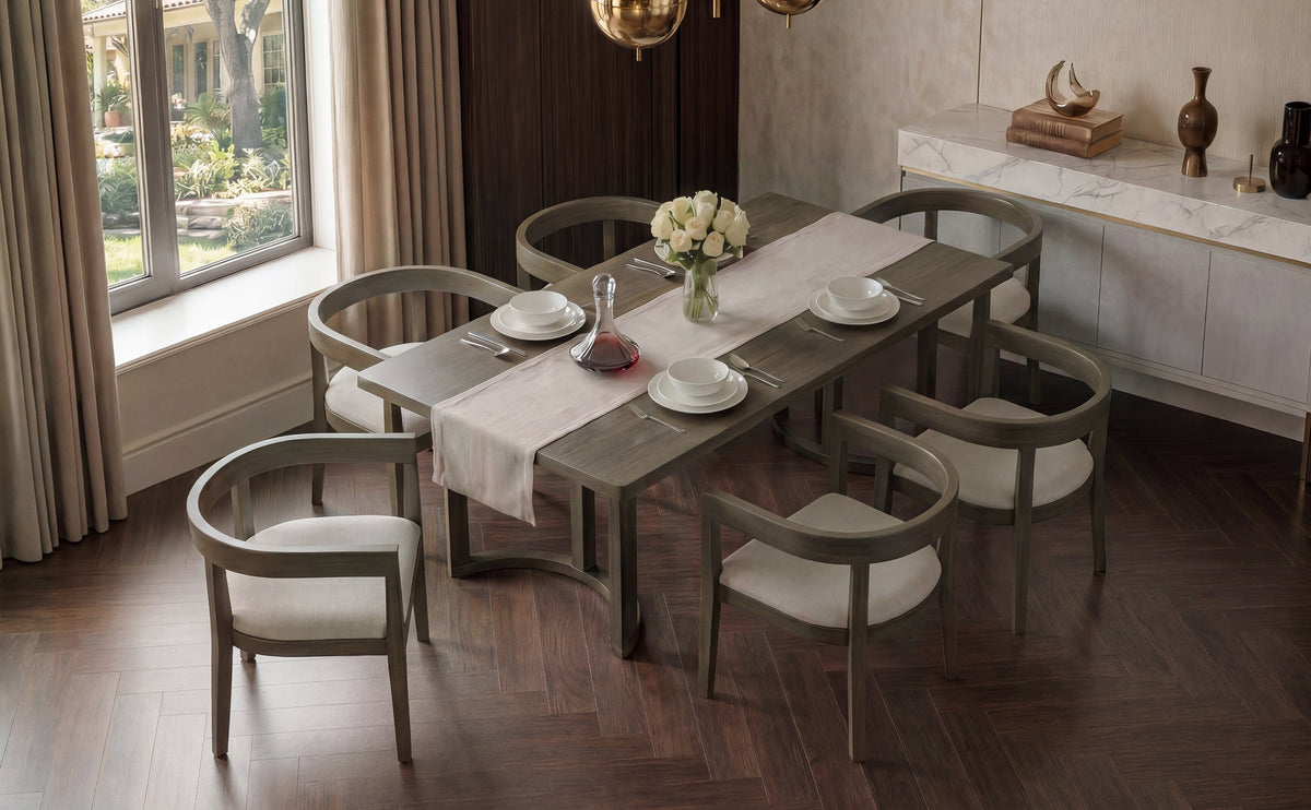 TREXM 7 Piece Dining Table Set for 6, Espresso