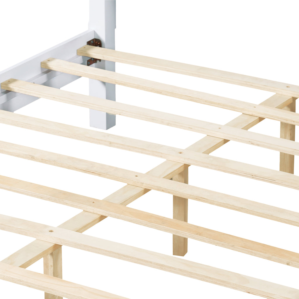 White Queen Size Bed Frame - Solid Wood & MDF