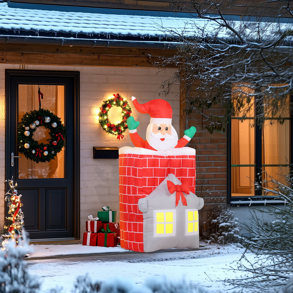 7Ft Christmas Inflatable Santa in Chimney Up and Down